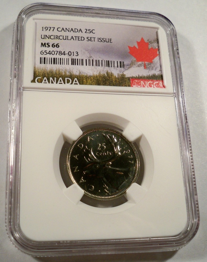 1977 CANADA 25c NGC MS 66 QUARTER NO TONE