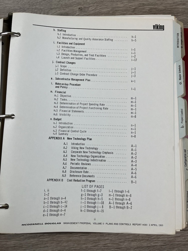 RARE Viking Space Program Proposal McDonnell Douglas Plans & Control Vol 1 & 2