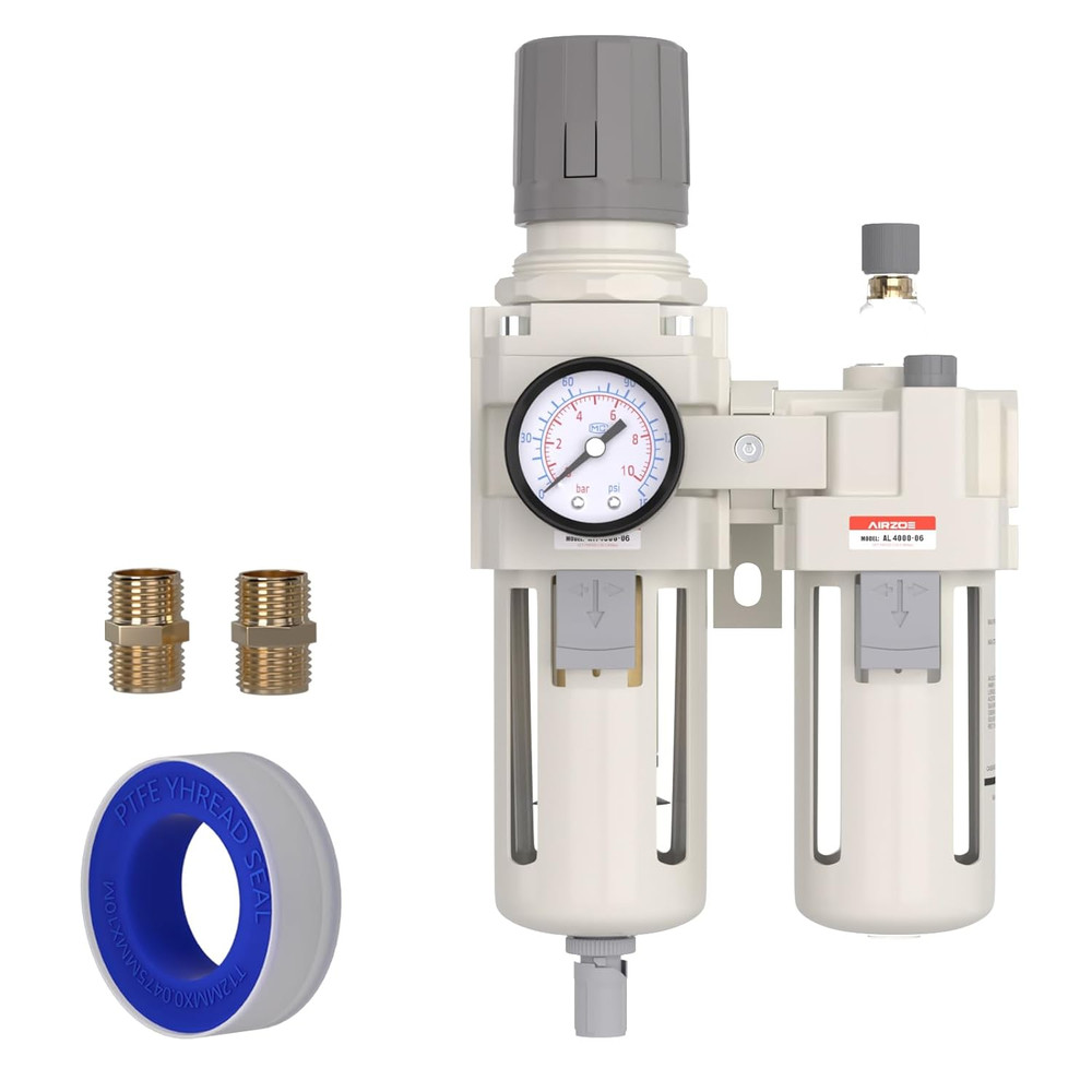 3/4" NPT Compressed Air Filter Regulator Lubricator Combo, Air Compressor Water