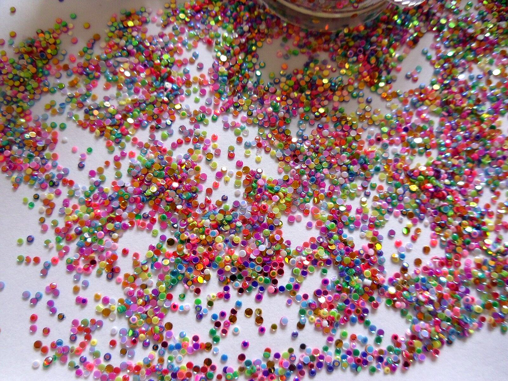 Nail Art Glitter "Dots" Tiny Round Circle Holographic Mix Colours Sequin Dot Pot