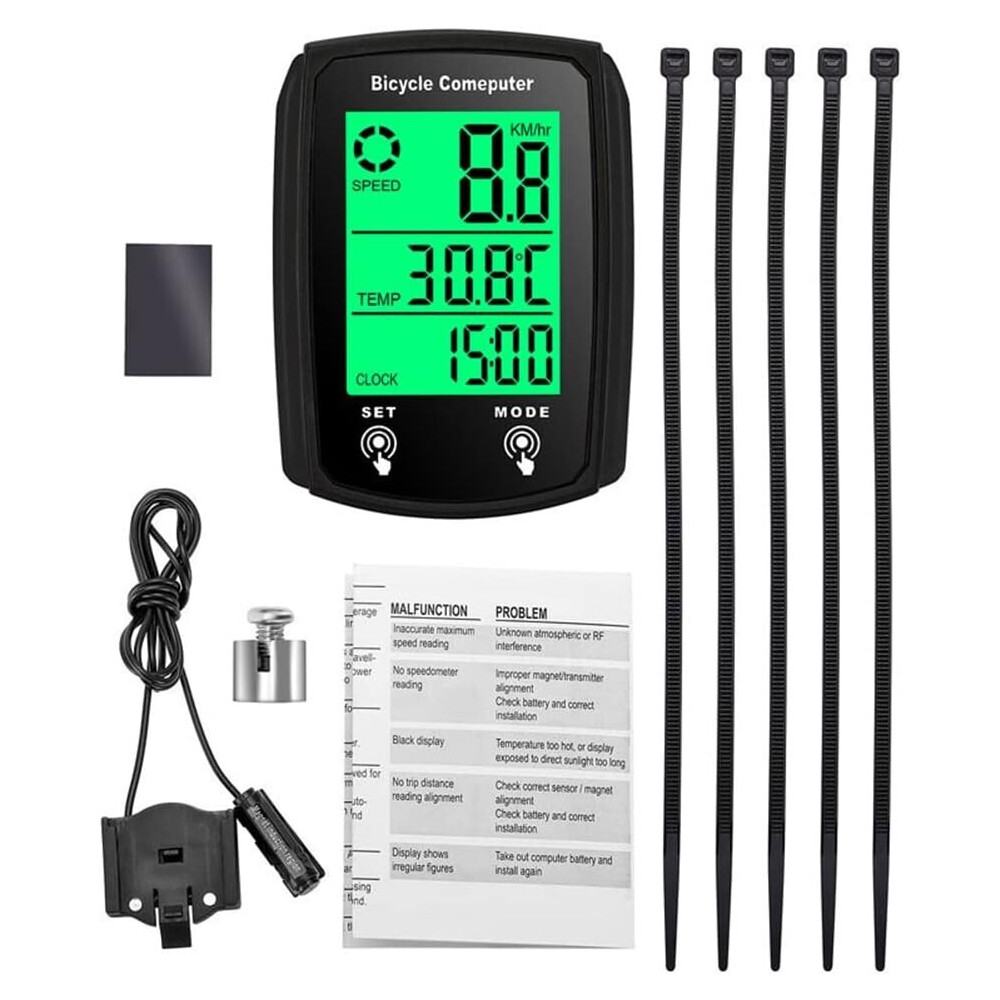 2PCS Bike Bicycle Speedometer Cycle Digital Odometer Computer Waterproof LCD