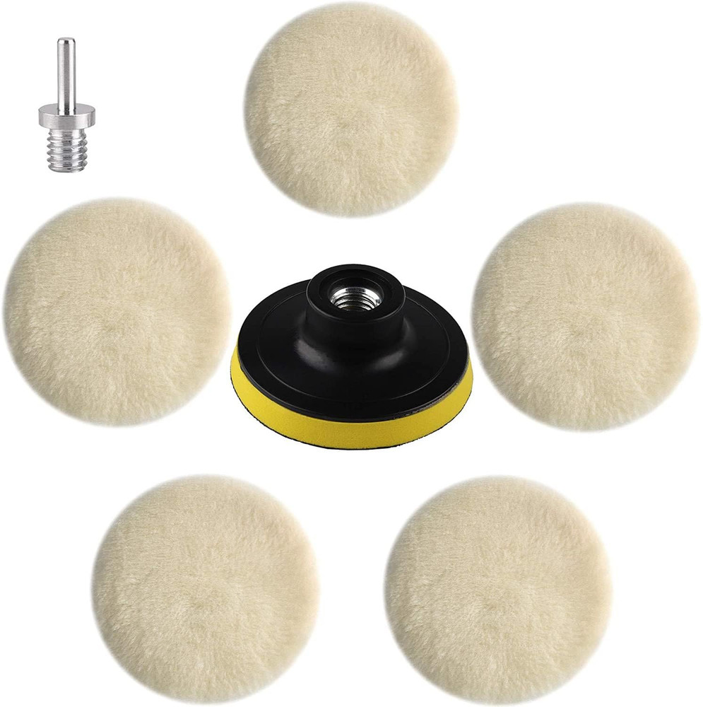7 Pcs 3 Inch Wool Polisher Buffing Wheel Small Buffing Pads for Drill Buffer Att
