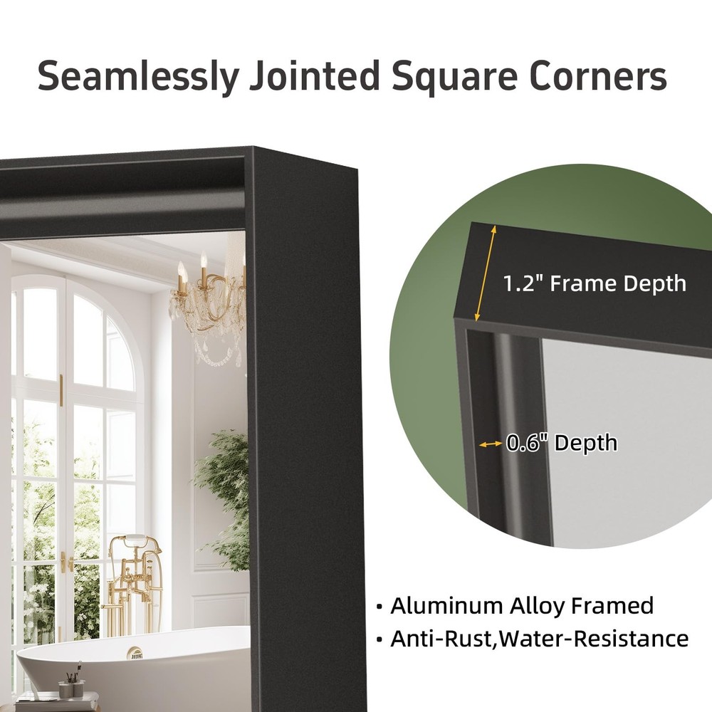 Black Vanity Wall Mirror, 22x 30 Inch Rectangular Bathroom Mirrors for Over S...