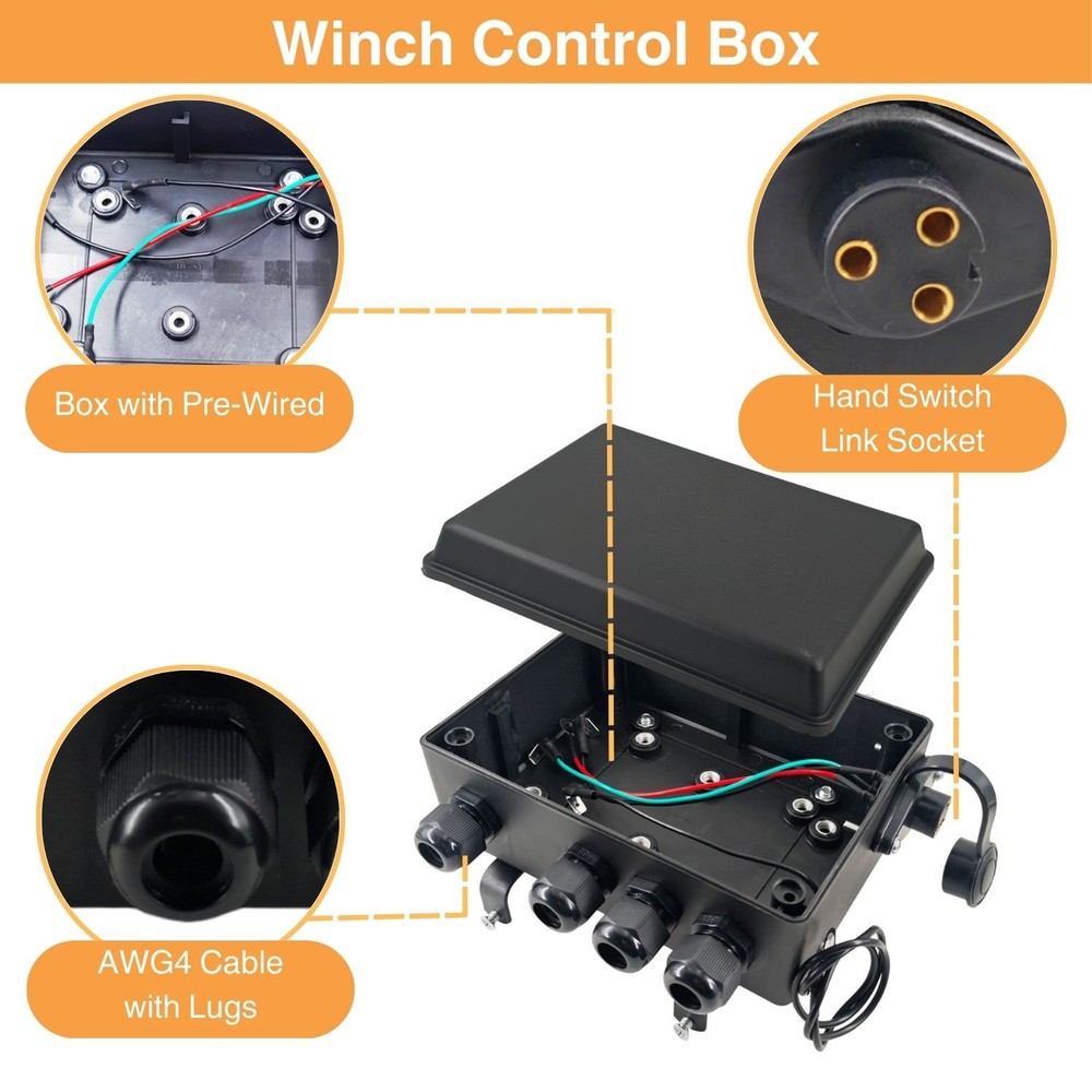500A Winch Solenoid Kit w/ Control Box & Wireless Remote Control for Jeep UTV