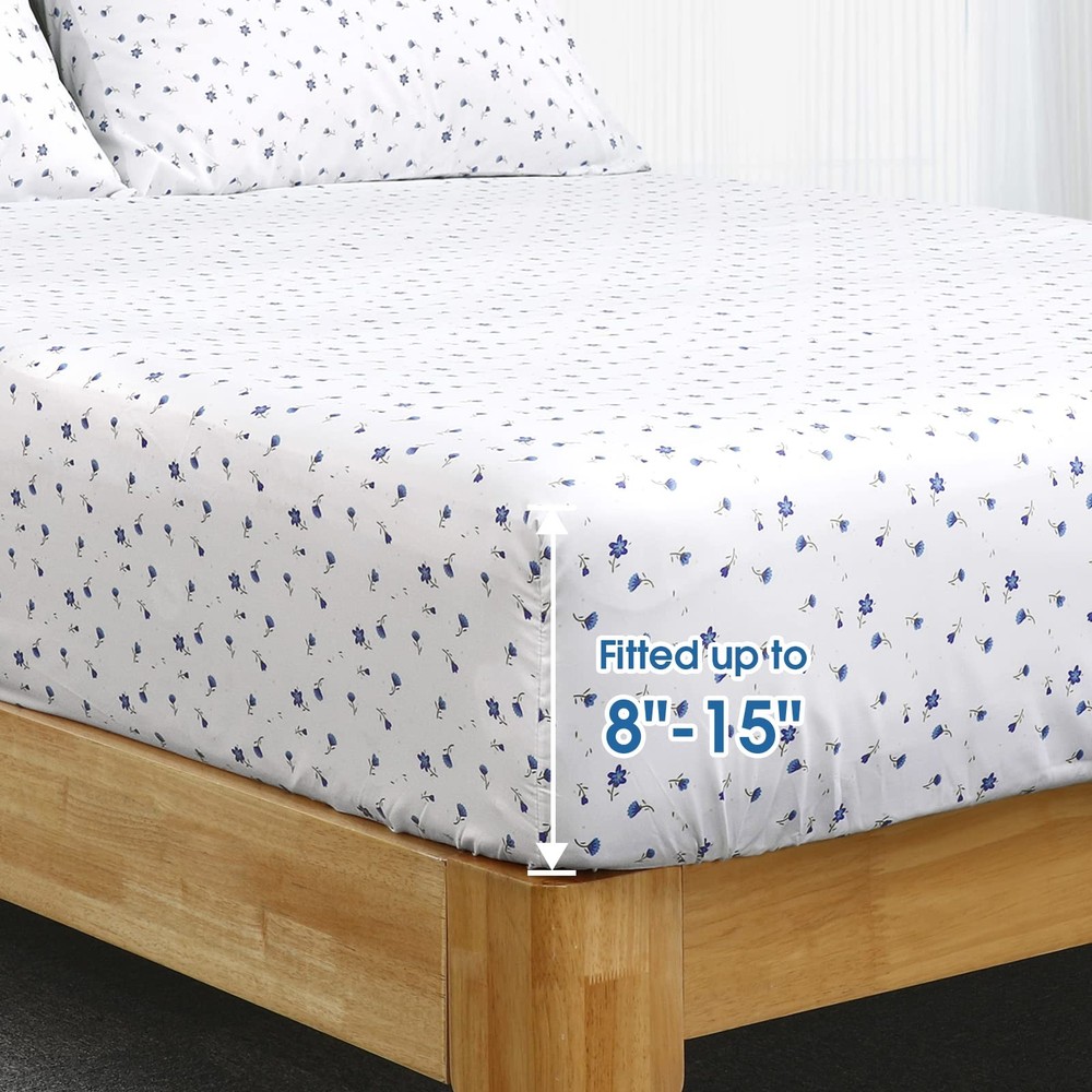 6 Piece Printed Full Size Bed Sheets, Extra Soft Brushed Microfiber 1800 Bedd...