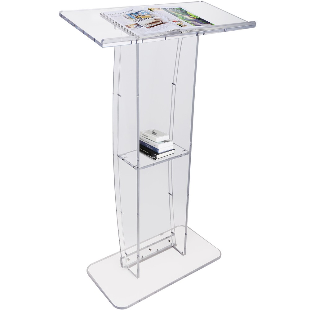 VEVOR Acrylic Podium 47" Acrylic Podium Stand Reading Surface Storage Shelf