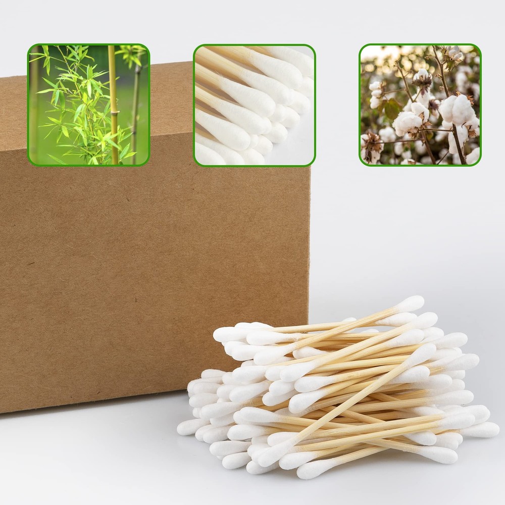 Bastoncillos de algodón de bambú, bastoncillos de algodón madera biodegradables