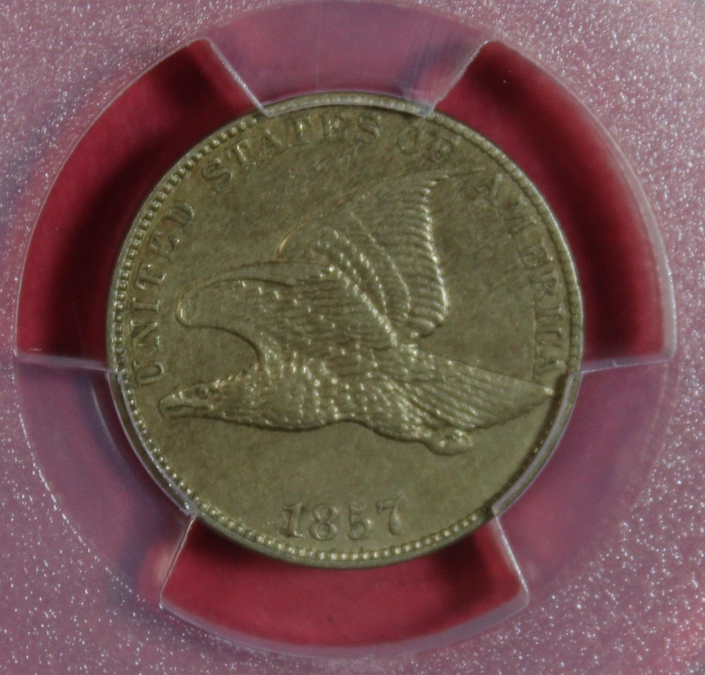 1857 FLYING EAGLE CENT PCGS AU DETAIL