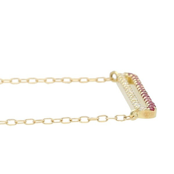 18K Gold Ruby & Diamond Line Necklace (July Birthstone)