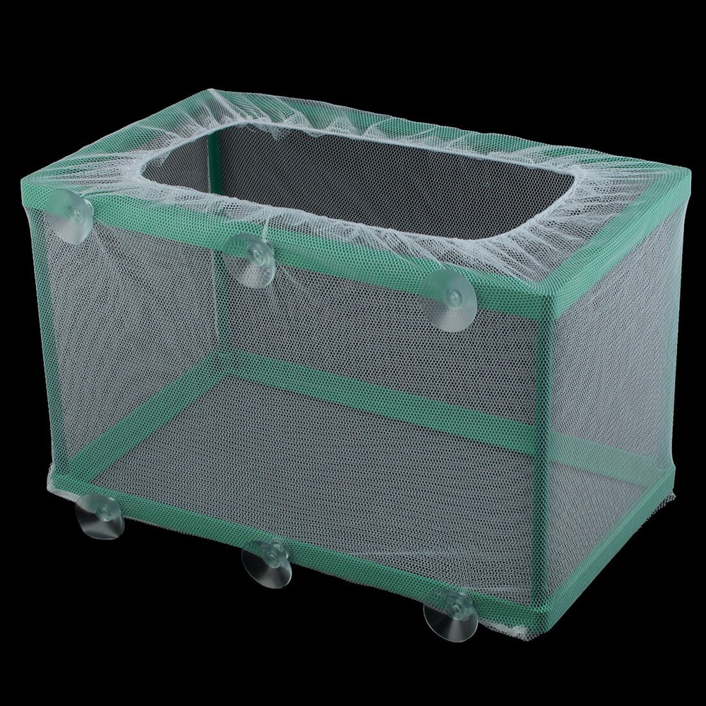 Fish Tank Aquarium Plastic Net Frame Hatchery Breeder Suction Cup Green White
