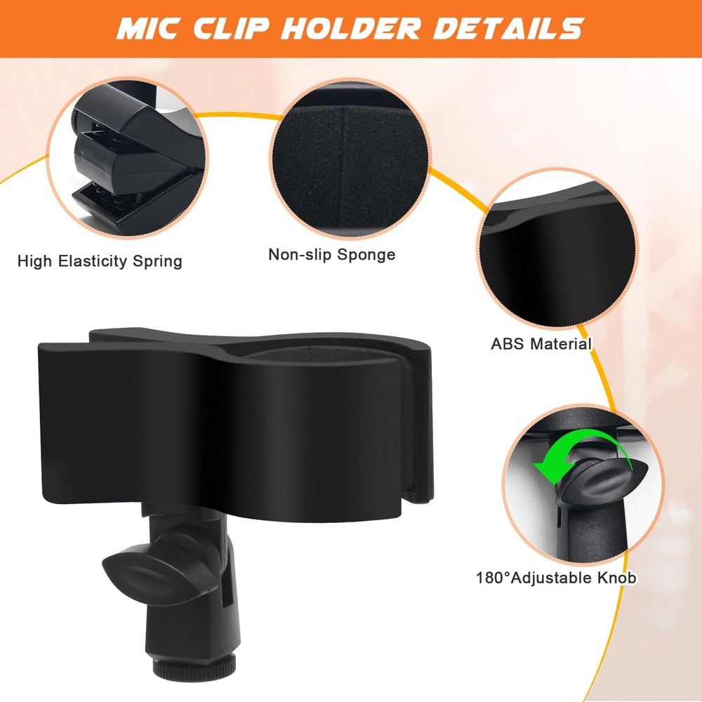 Adjustable Microphone Holder Clip, 4 Pcs Plastic Spring Mic Clip, Microphone ...