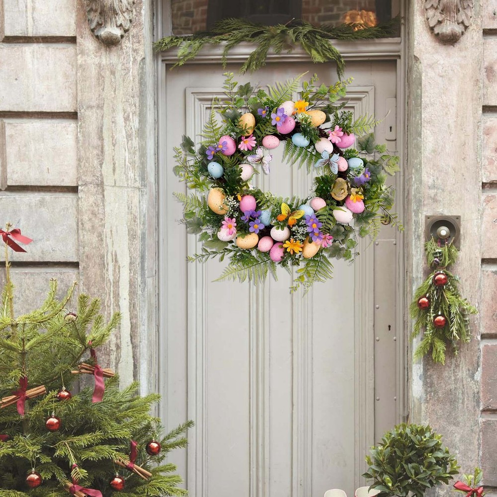 Easter Egg Wreath, Easter Door Garland,Artificial Easter Wreaths for Front Door