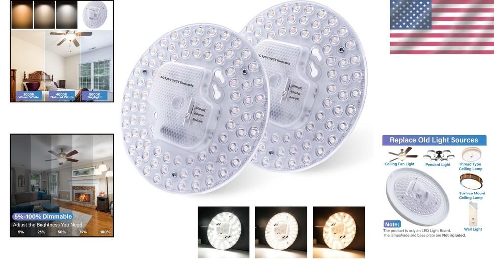 36W 2-Pack LED Light Engine: Dimmable Flush Mount with 3200 Lumens Brightness