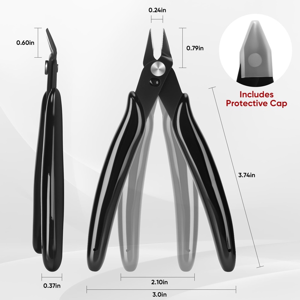 EamPrsk 5 Inch Flush Cutters, 2 Pack Micro Wire Cutters, Sharp Zip Tie Cutter...