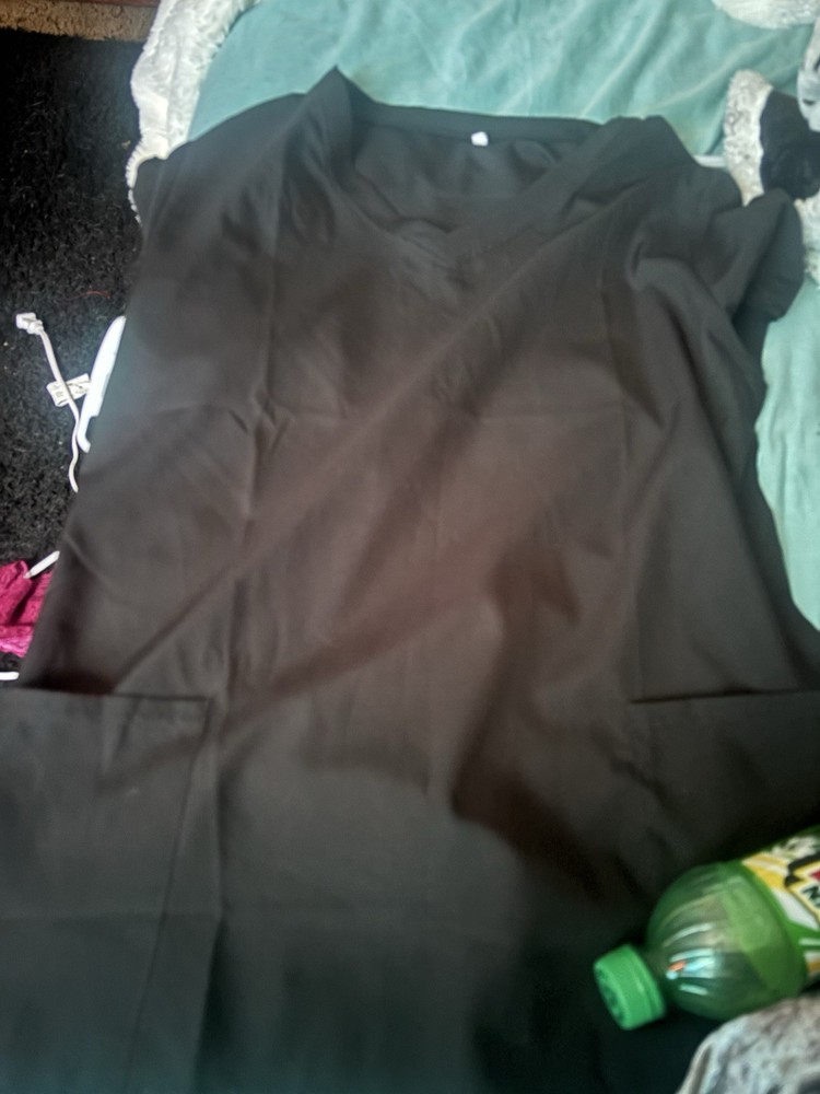 Black Solid Unisex Medical Scrubs Set Top and Bottom