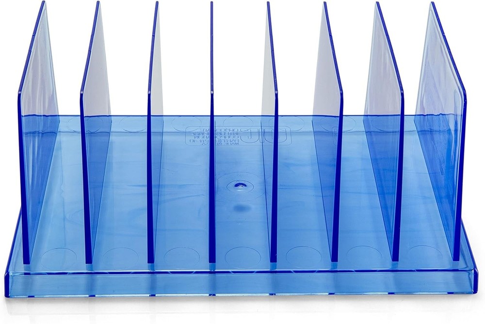 Elegant 7-Compartment Transparent Blue Office Sorter - Modern Desktop Solution