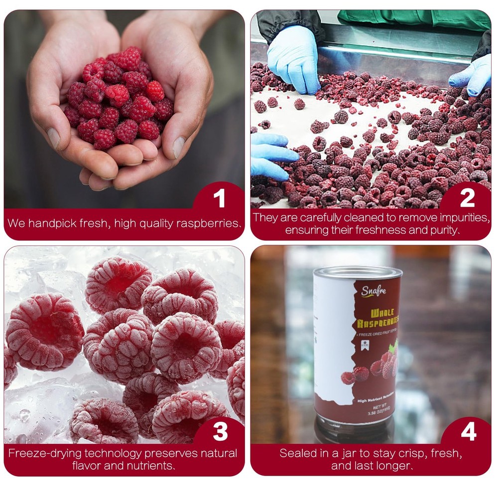 Freeze Dried Raspberries, Fruit, Whole Raspberry 3.88OZ