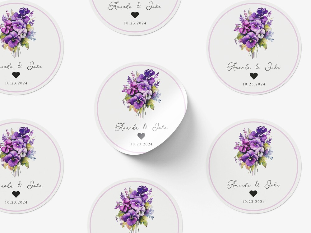 Personalised wedding round sticker labels, custom stickers