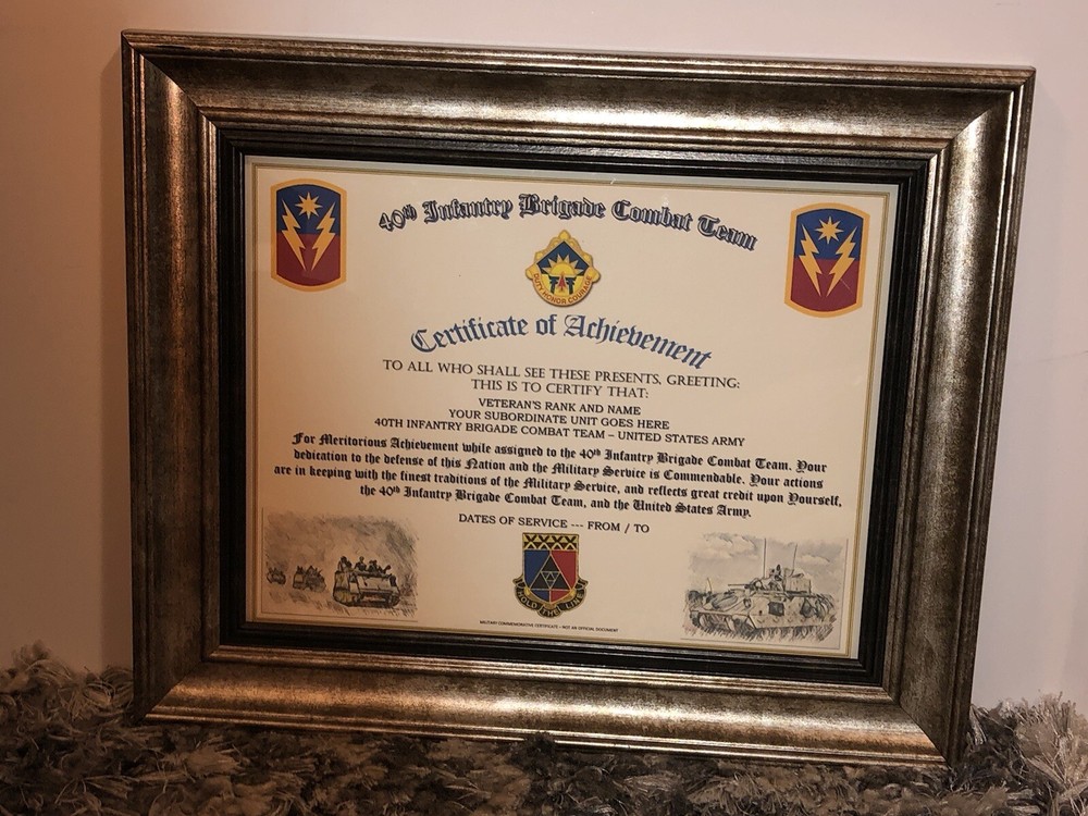 40TH INFANTRY BRIGADE COMBAT TEAM - COA / (COMMEMORATIVE CERTIFICATE)