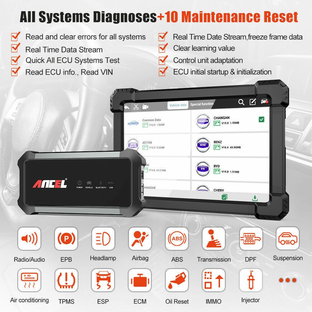 ANCEL X7 Bluetooth OBD2 Scanner Bi-directional Scan Tool Full System Diagnostic