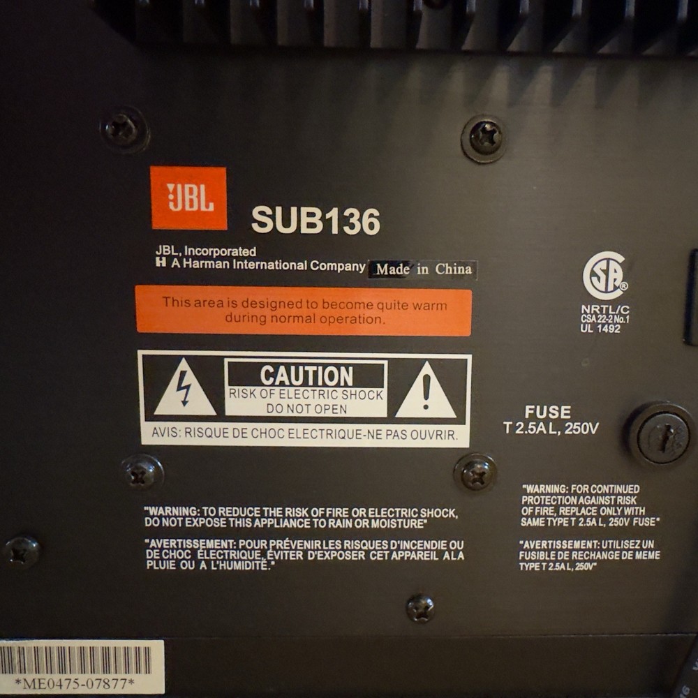 JBL SUB136 Subwoofer - Tested