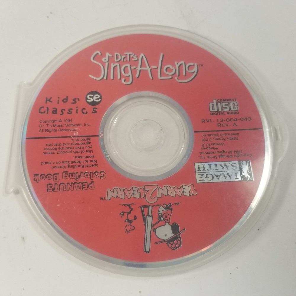 Dr. T's Sing A Long / Yearn 2 Learn Peanuts Coloring Book (1994,CD-ROM)