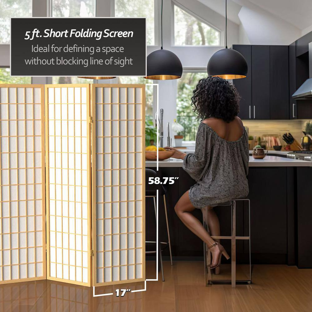 5 Ft. Natural 4-Panel Room Divider