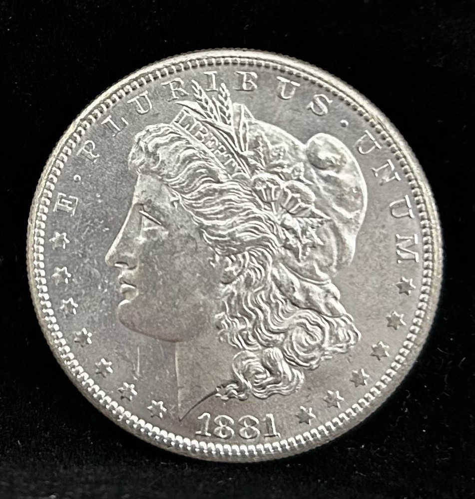 1881-S MORGAN SILVER DOLLAR, BU, STUNNING Example