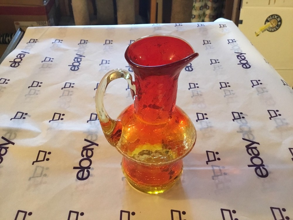 Small crinkle glass pitcher