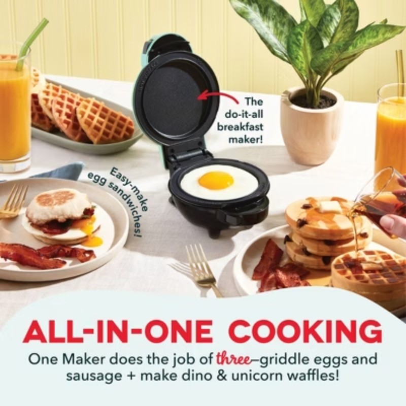 MultiMaker Mini Waffle Maker System with 6 Removeable Holiday Plates