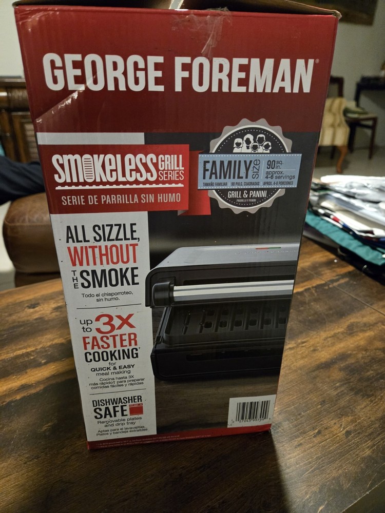 George Foreman GRS6090B Contact Smokeless - Ready Grill - Silver
