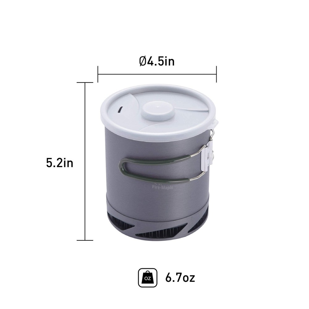 Lightweight Camping Pot with Heat Exchanger, Portable Hard Anodized Cookware
