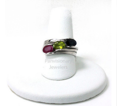 May Birthstone Ring Sterling Stackable Diopside for Emerald Gem Sz 4 5 6 7 8 9