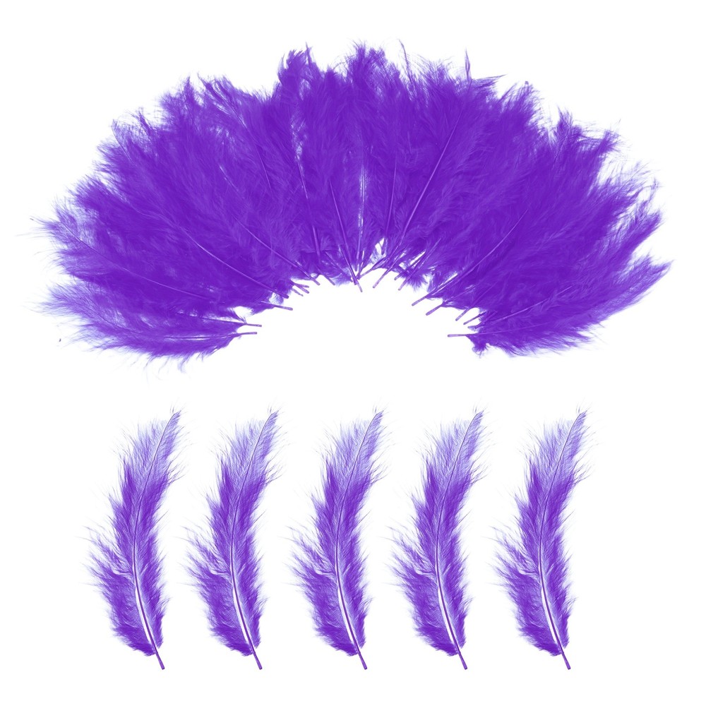 100 Pack Fluffy Turkey Marabou Feather,Purple Natural Turkey Feather