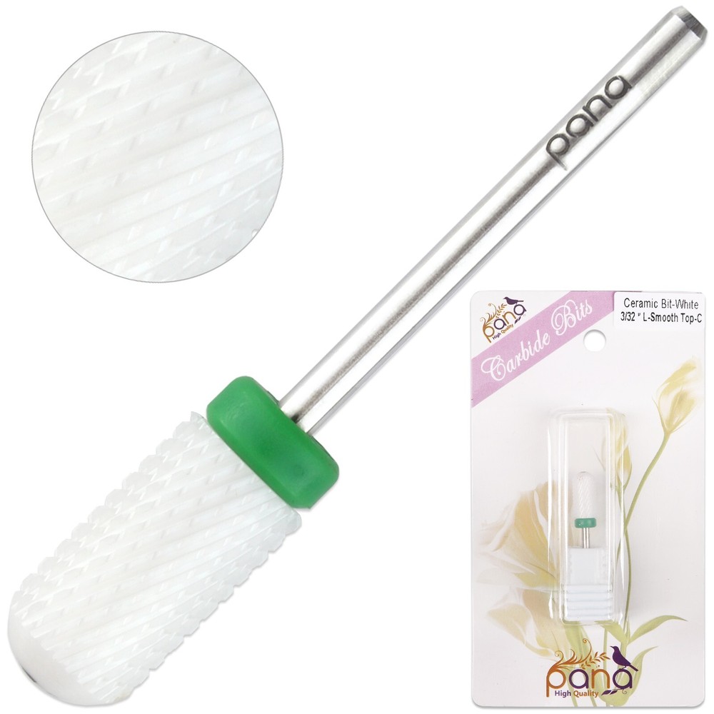 PANA 3/32" Shank Size - Ceramic White Smooth Top Large Barrel Bit Nail Drill (C)