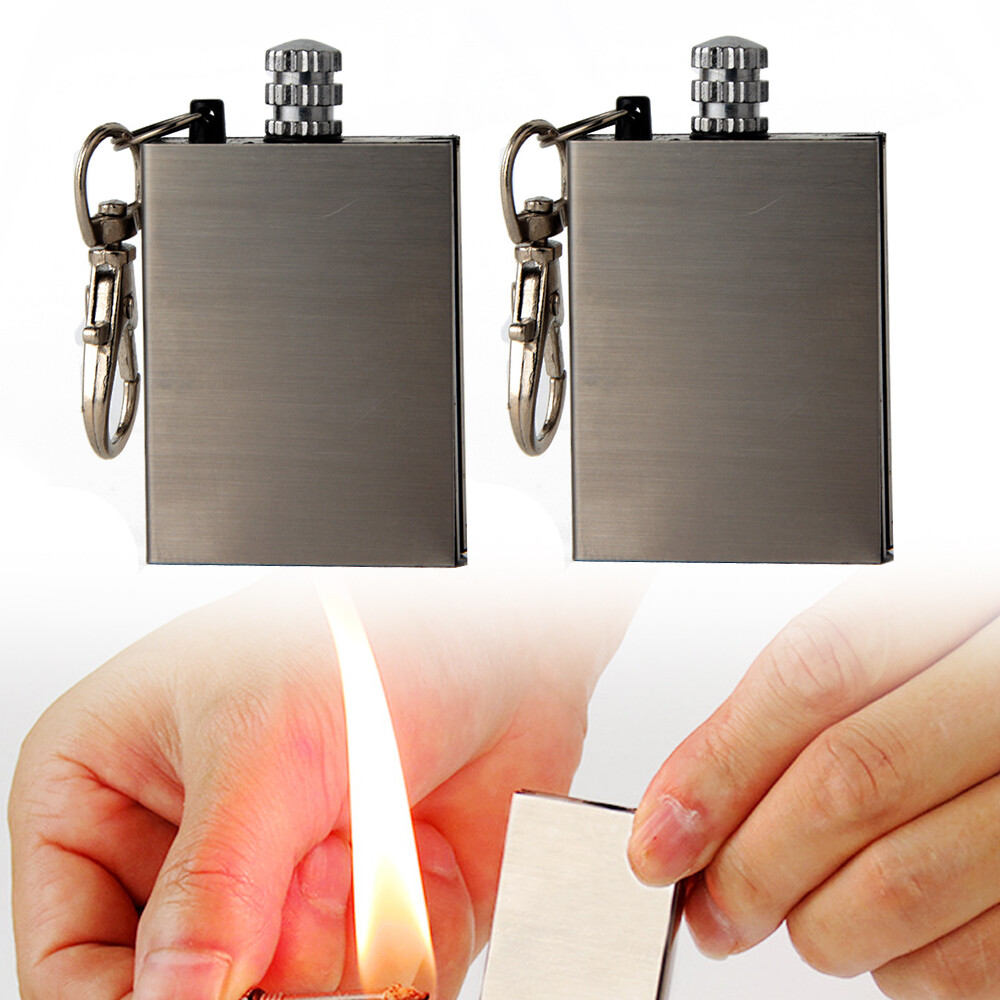 2Pcs Lighter Flint Magnesium Emergency Fire Starter Waterproof Survival Tool