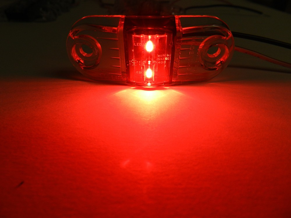 (6) TecNiq CLEAR/RED 2 LED Clearance Marker Light Camper Trailer Truck USA