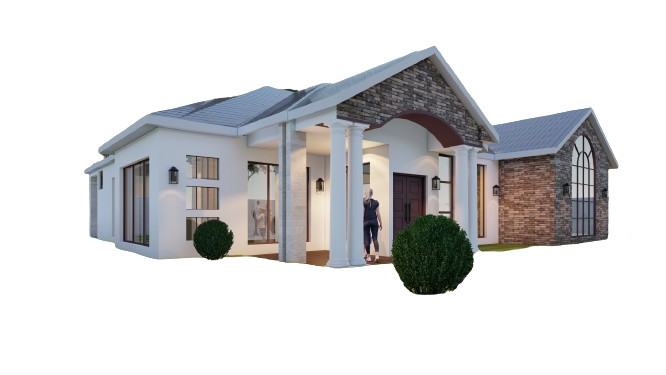 Three Bedroom Bungalow House Plans - Design Set