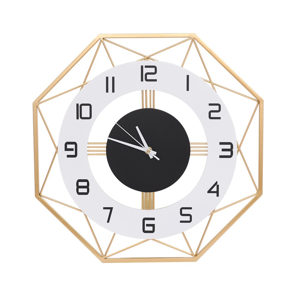 Modern Octagonal Wall Clock - Silent Battery Operated, Easy to Install
