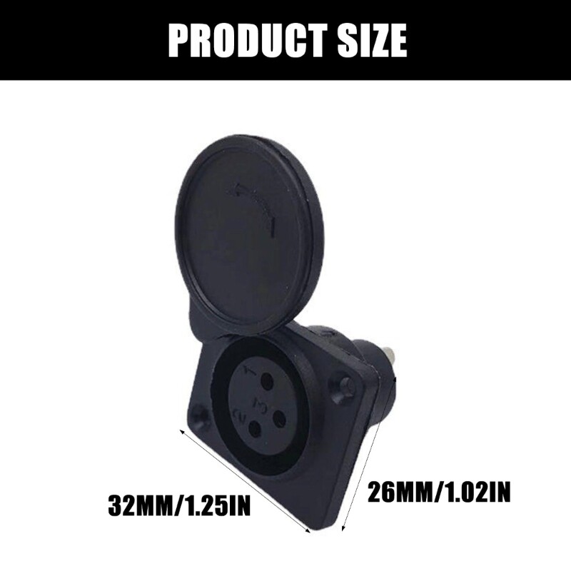 3 Pin Socket Connector Female Plug Socket Mobility Scooter Panel Mount Port