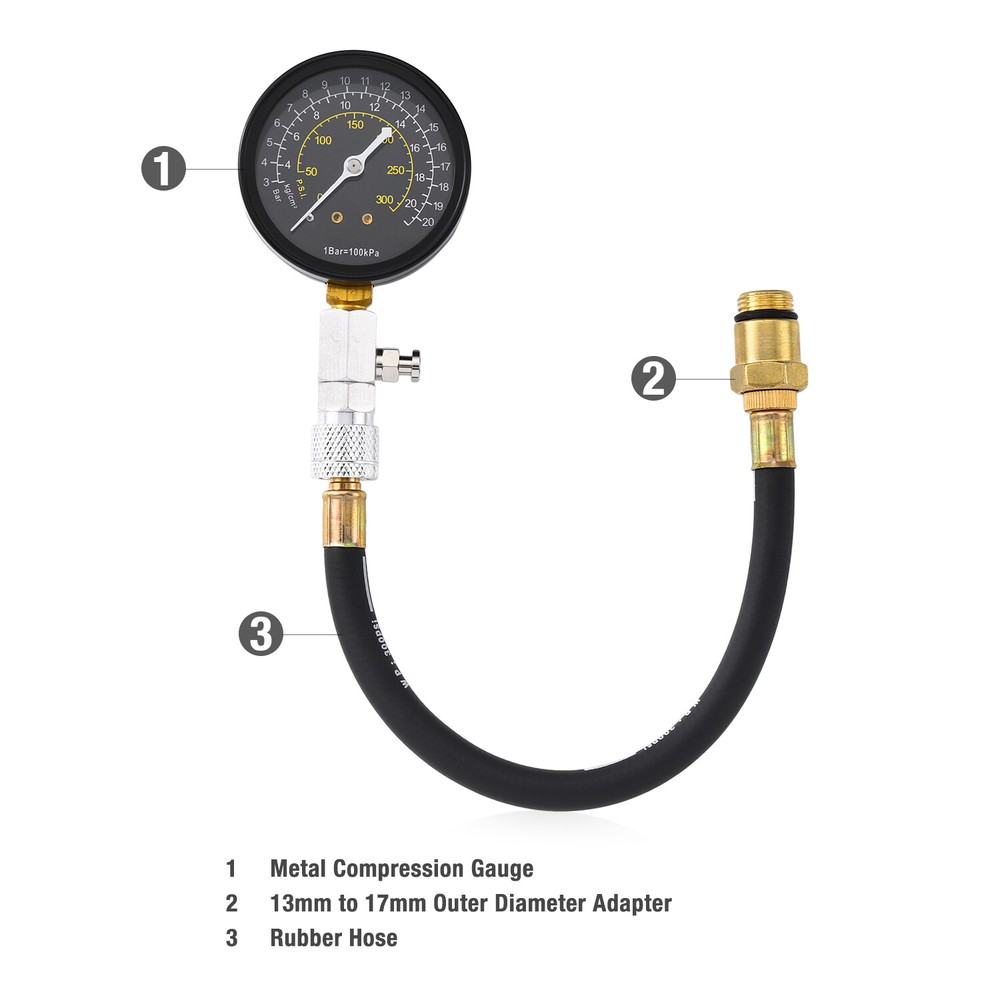 Engine Cylinder Compression Gauge Tester Kit Gas Engine Diagnostic Tester Tool