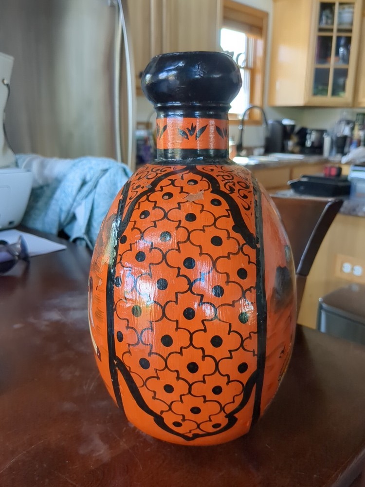 Vintage Hand-painted Hand Hammered Vase Jug