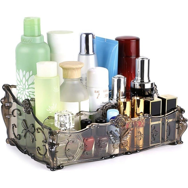 Acrylic Makeup Organizer Adjustable Shelves Removable Compartment Storage Unit