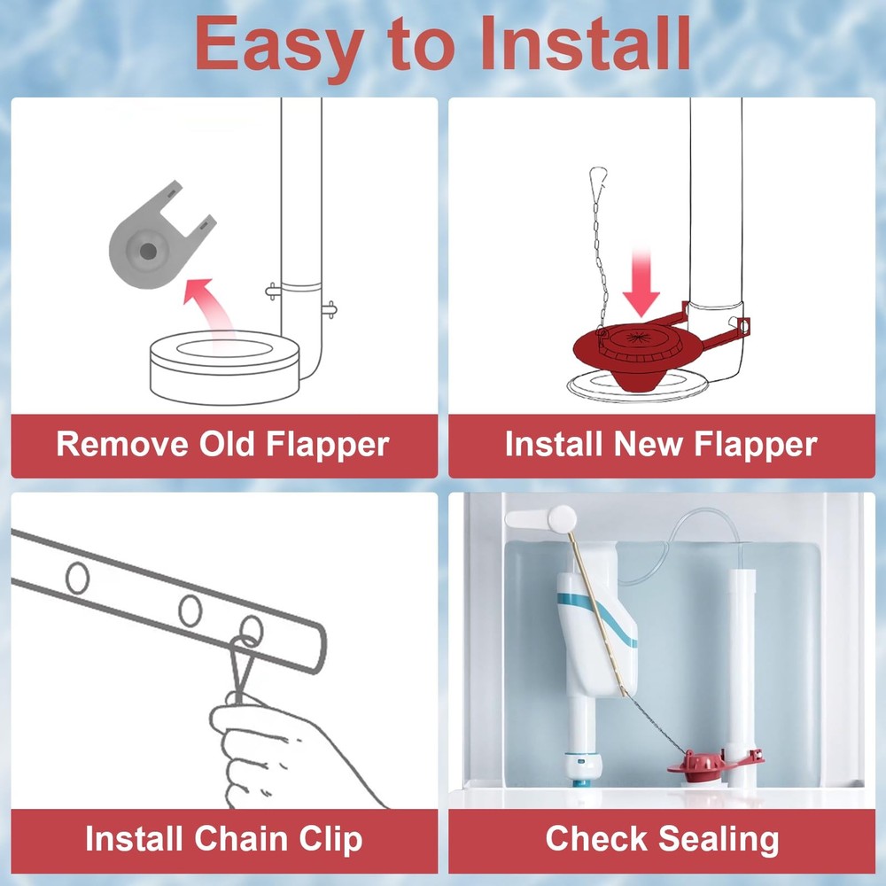 2 Pack 2-Inch Toilet Flapper Replacement Kit – Fix Running Toilets & Ghost Fl...