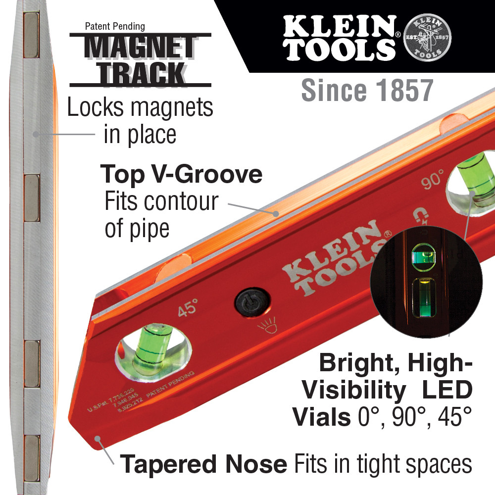 Klein Tools 935RBLT Lighted Torpedo Billet Level