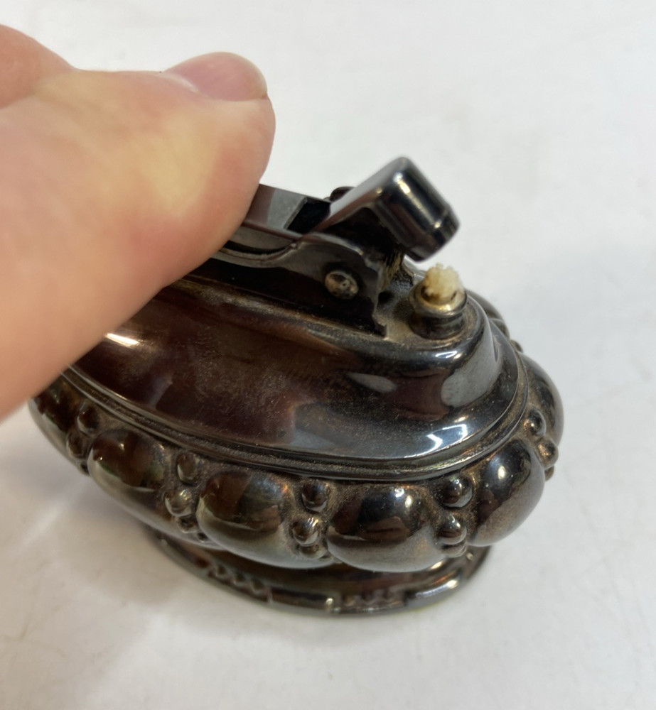 Vintage New Ronson Crown Table Lighter Silver Plated 50's Second Version