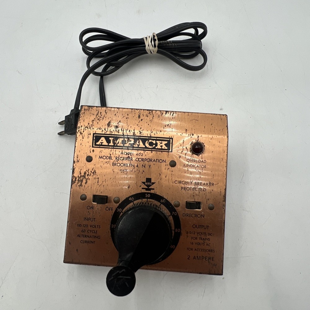 MRC MODEL RECTIFIER AMPACK HO OR NO SCALE TRANSFORMER #402 - TESTED