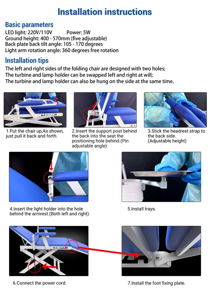 Dental Unit Chair Computer Controlled DC Motor / Mobile Folding Chair&LED Light