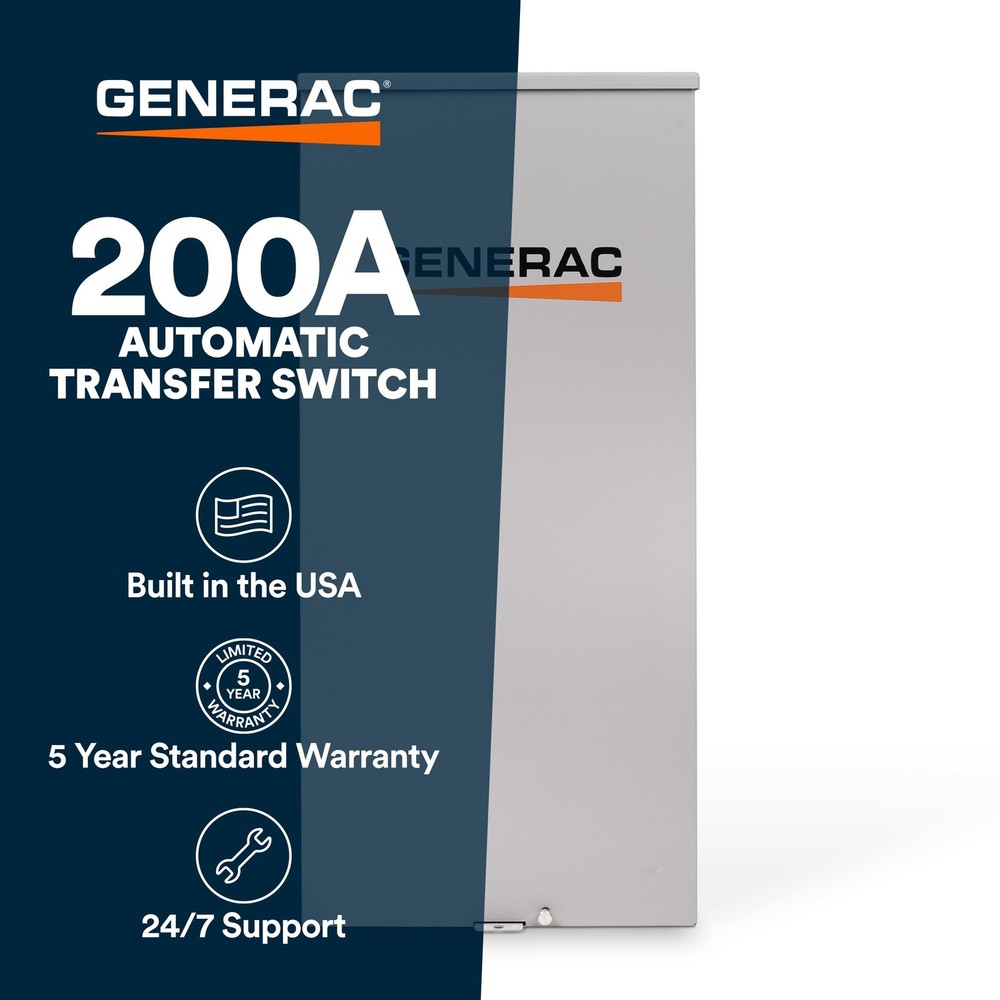 Generac Next Gen 200-Amp Generator Transfer Switch, Automatic Smart Open Tran...