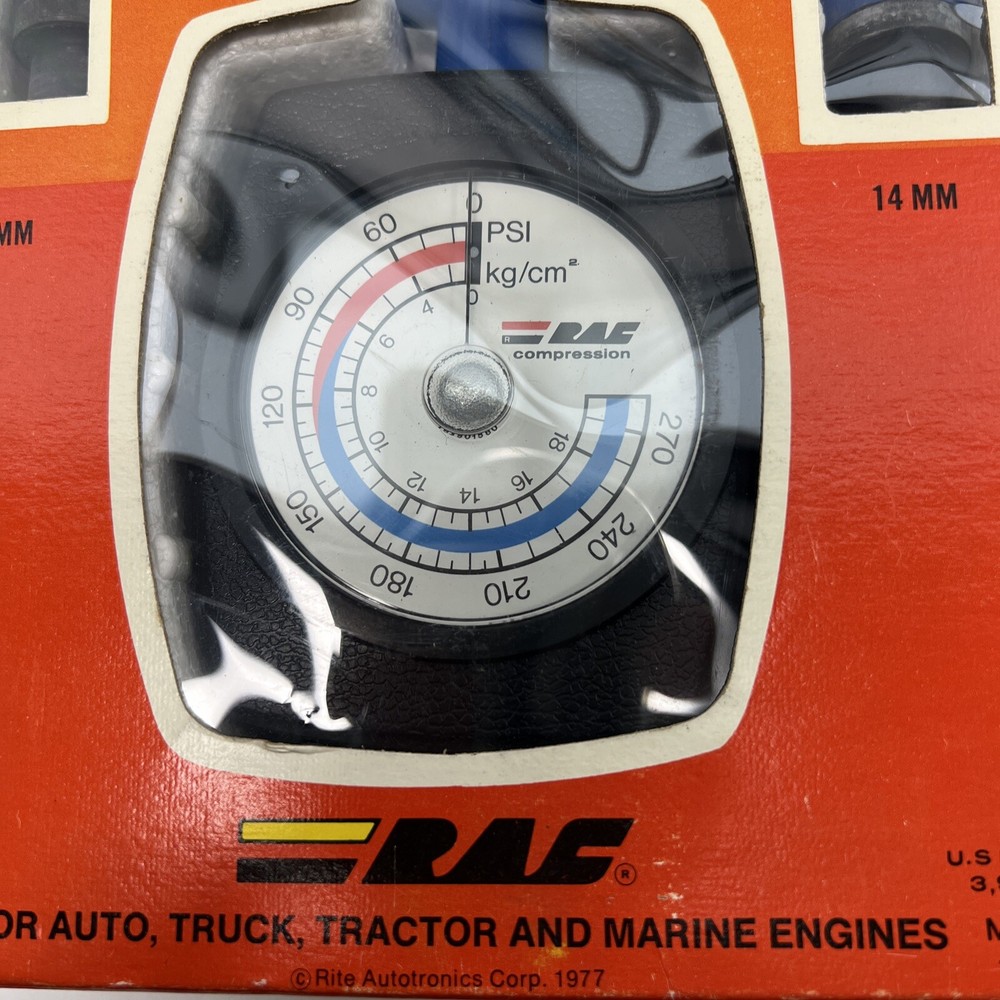 Vintage RAC Rotating Dial Engine Compression Tester Seal-Kwic Model 1539 EUC